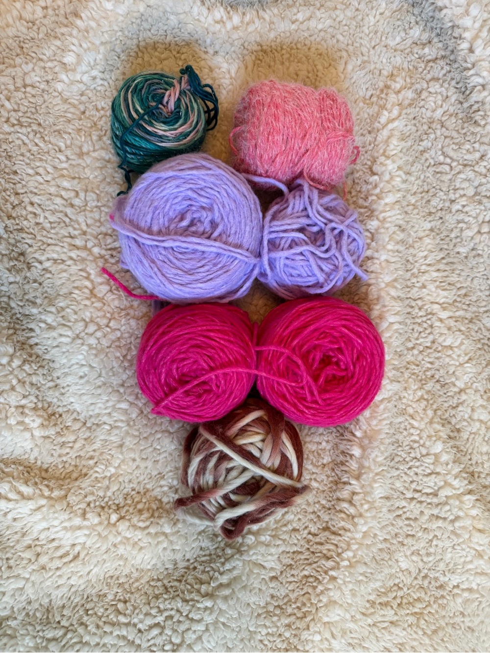 Multi-Color Yarn Bundle - Pink, Lavender, Green, Brown